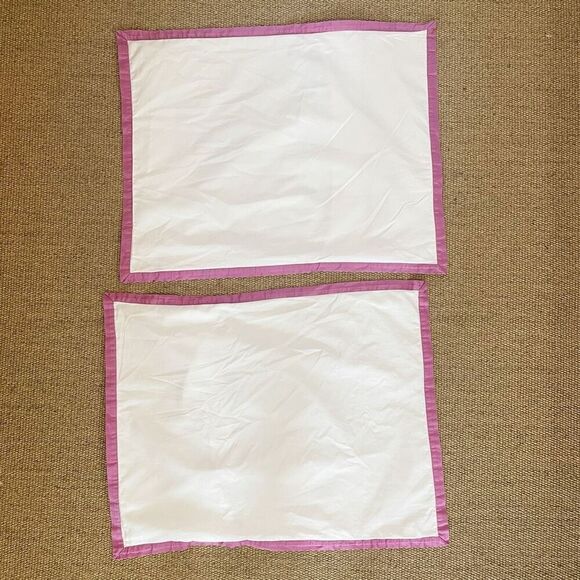 Serena & Lilly Set of 2 TWO Standard Pillow Shams Pillowcase Purple Border - Picture 2 of 5